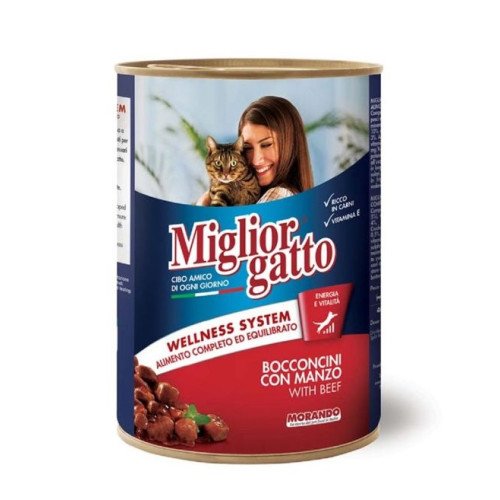 MIGLIOR GATTO beef chunks in gravy 405 g