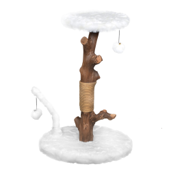 Petex Cat Scratcher From Natural Wood With White Fur HY18335