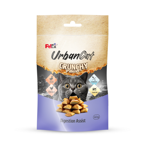 Petex urban cat crunchy pillows filled with duck & chicken cream - Digestion Assist 60g