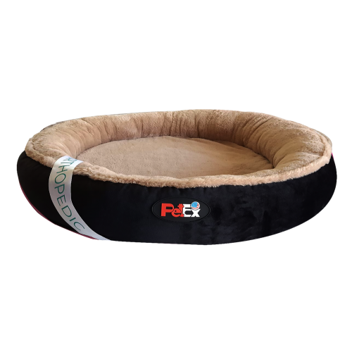 Petex سرير تقويم العظام مستدير للكلاب (اسود)