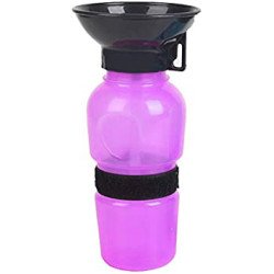 Leak Proof Portable squeeze Water Bottle with Bowl Dispenser for Outdoor Walking / Travel