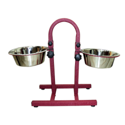 Petex Red Stand with a pair of stainless steel bowls