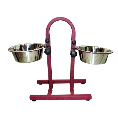 Petex Red Stand with a pair of stainless steel bowls