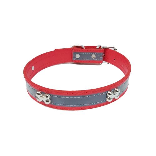 طوق من الجلد مع عظام من الفولاذ المقاوم للصدأ رمادية اللون من نونبل - متوسط