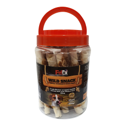 Petex Chicken wrapped rawhide twisted stick with liver filling 400g